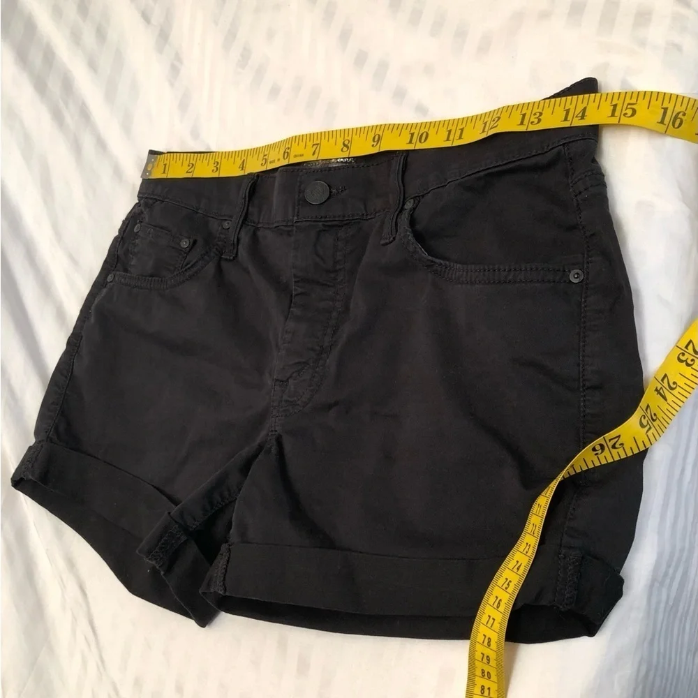 MOTHER Black Cuffed Denim Shorts